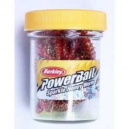 Berkley Powerbait Sparkle Honey Worm Red/Scales - 55Stk. - Futterimitate